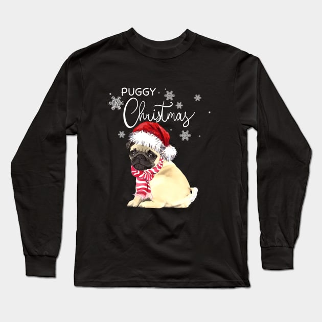 Pug Lovers Merry Christmas Long Sleeve T-Shirt by Collagedream